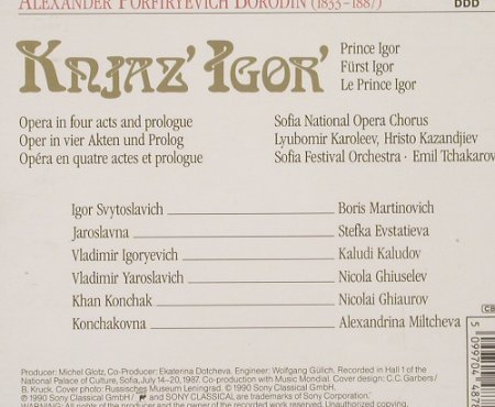 Borodin,Alexander Porfiryevich: Prince Igor, Box, Sony, NL, 1990 Typ: 3CD Best.-Nr.: 90972 Preis: 17,50 Euro