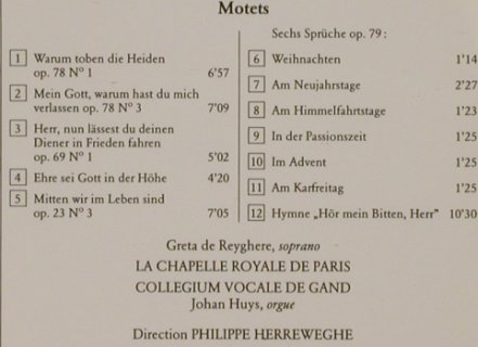 Mendelssohn Bartholdy,Felix: Motets & Psaumes, HM (HMA 1901142), D, 1984 Typ: CD Best.-Nr.: 90996 Preis: 7,50 Euro