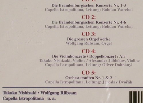 Bach,Johann Sebastian: Groß Instrum.- u.Orchesterwerke,Box, Naxos(), D, FS-New, 2000 - 5CD - 91065 - 12,50 Euro