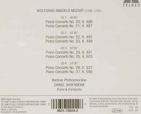 Mozart,Wolfgang Amadeus: Piano Concertos Nos.20-27, Teldec (9031-72024-2), D, 1990 Typ: 4CD Best.-Nr.: 91110 Preis: 20,00 Euro