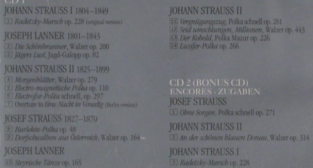 V.A.Neujahrskonzert 2001: Strauss, Lanner u.a., 17 Tr., Teldec, D, 2001 Typ: 2CD Best.-Nr.: 91154 Preis: 7,50 Euro