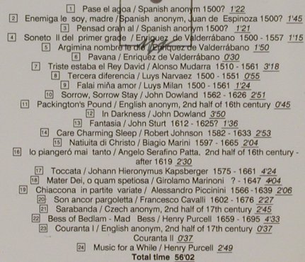 Merinsk,Rudolf & Lewitová,Jana: Lute Songs in 16th,17th century Eur, Arta (F10017-2211), CZ, 1991 Typ: CD Best.-Nr.: 91172 Preis: 10,00 Euro