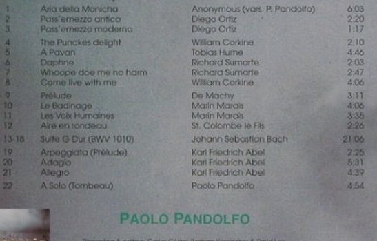Pandolfo,Paolo: A Solo, Glossa, EU, 98 Typ: CD Best.-Nr.: 91325 Preis: 10,00 Euro