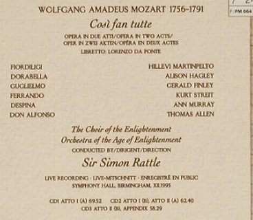 Mozart,Wolfgang Amadeus: Cos Fan Tutte, EMI (5 56170 2), NL, 1996 Typ: 3CD Best.-Nr.: 91417 Preis: 17,50 Euro