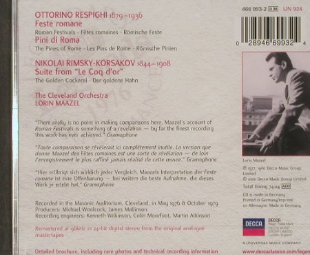 Respighi,Ottorino: Festa Romane, Pini di Roma, FS-New, Decca, D, 2000 Typ: CD Best.-Nr.: 91486 Preis: 11,50 Euro