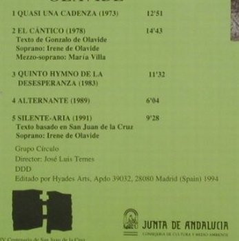 de Olavide,Gonzalo: by el GrupoCirculo, Hyades Arts (MSY-0015), E, 94 Typ: CD Best.-Nr.: 91553 Preis: 10,00 Euro