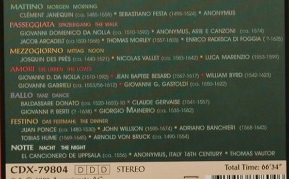 V.A.Songs From Renaissance Gardens: A Day  La Boccaccio, Divox, F, 2000 Typ: CD Best.-Nr.: 91582 Preis: 10,00 Euro
