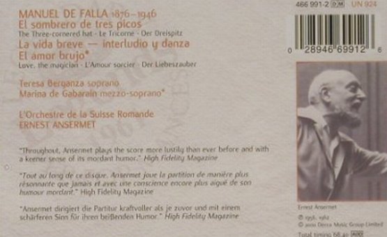 De Falla,Manuel: El Sombrero de tres picos, FS-New, Decca, D, 2000 Typ: CD Best.-Nr.: 91583 Preis: 11,50 Euro