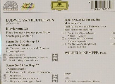 Beethoven,Ludwig van: Klaviersonaten,Wilhelm Kempff, D.Gr.Galleria(419 053-2), D, 1986 - CD - 91589 - 6,00 Euro
