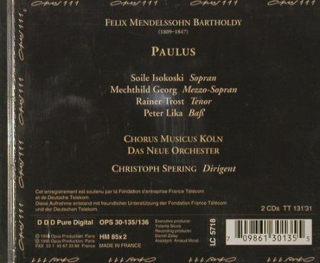 Mendelssohn Bartholdy,Felix: Paulus, Opus (111), F, 1995 Typ: 2CD Best.-Nr.: 91591 Preis: 11,50 Euro