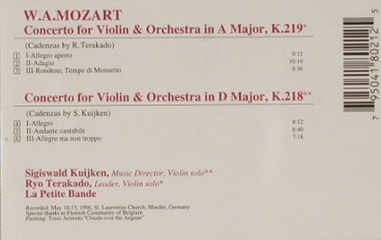 Mozart,Wolfgang Amadeus: Violin Concertos,d major No.218,219, Denon(), US, 1997 - CD - 91620 - 10,00 Euro