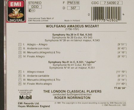 Mozart,Wolfgang Amadeus: Sinfonien Nr.39 & 41, EMI(), NL, 1991 - CD - 91623 - 7,50 Euro