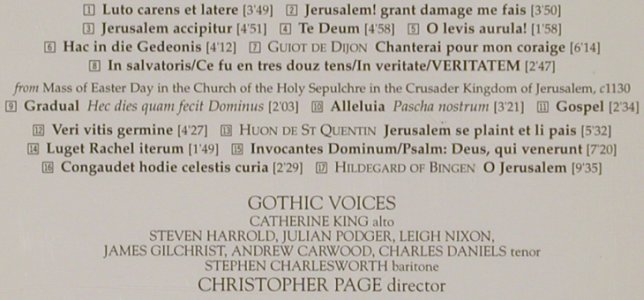 Gothic Voices: Jerusalem: Vision Of Peace, Hyperion(), UK, 1998 - CD - 91628 - 10,00 Euro