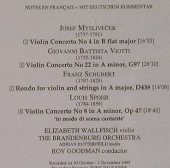 V.A.Violin Concertos: Myslivecek, Viotti, Schubert, Hyperion, UK, 1995 Typ: CD Best.-Nr.: 91629 Preis: 11,50 Euro