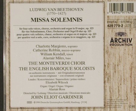 Beethoven,Ludwig van: Missa Solemnis, Archiv(429 779-2), D, 1990 - CD - 91666 - 7,50 Euro