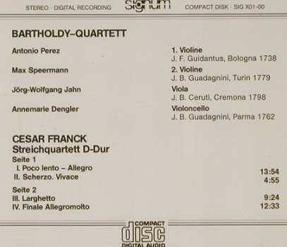 Franck,Cesar: Streichquartett D-Dur, Signum(SIG X01-00), A,  - CD - 91669 - 7,50 Euro