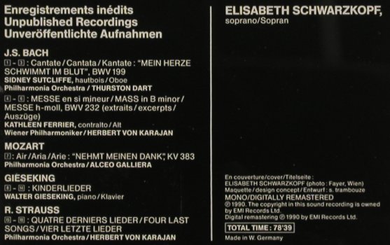 Schwarzkopf,Elisabeth: Unveröffentlichte Aufnahmen, EMI(), D, 1990 - CD - 91678 - 10,00 Euro