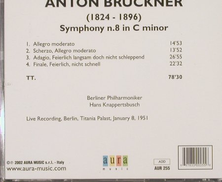 Bruckner,Anton: Sinfonie Nr.8 in C minor (1951), Aura, I, 2002 Typ: CD Best.-Nr.: 91792 Preis: 7,50 Euro