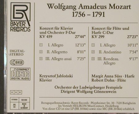 Mozart,Wolfgang Amadeus: aus dem Ludwigsburger Schloss IV, Bayer Records (BR 100 066), D Typ: CD Best.-Nr.: 91800 Preis: 10,00 Euro