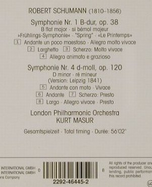 Schumann,Robert: Symphonien 1& 4, Teldec, D, 1990 Typ: CD Best.-Nr.: 91998 Preis: 6,00 Euro