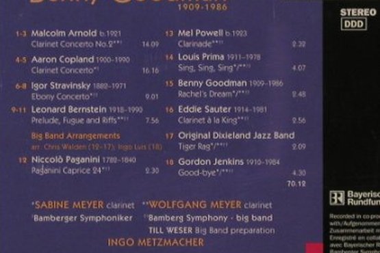 Goodman,Benny: Homage To-Sabine & Wolgang Meyer, EMI(), NL, 1998 - CD - 92004 - 7,50 Euro