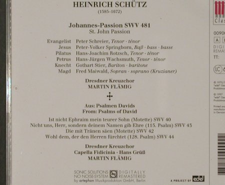 Schütz,Heinrich: Johannes-Passion, Berlin Classics(), D, 97 - CD - 92013 - 6,00 Euro