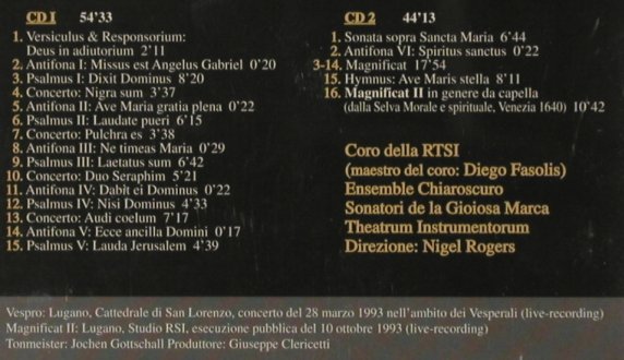 Monteverdi,Claudio: Vespro Della Beata Vergine, Gusto Italiano(), EEC, 96 - 2CD - 92021 - 10,00 Euro