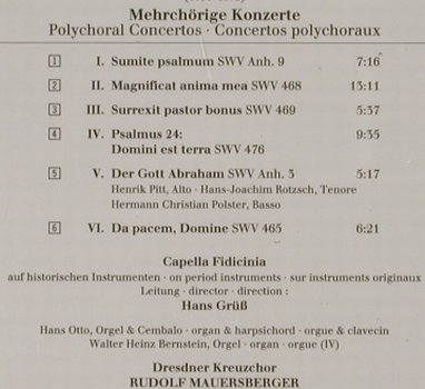 Schütz,Heinrich: Mehrchörige Konzerte, polychoral, Berlin Classics, D, 1996 Typ: CD Best.-Nr.: 92034 Preis: 6,00 Euro