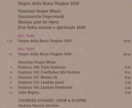 Monteverdi,Claudio: Vespro Della Beata Vergine, Virgin Veritas x2(), EU, 1999 - 2CD - 92060 - 10,00 Euro