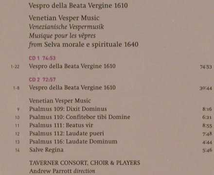 Monteverdi,Claudio: Vespro Della Beata Vergine, Virgin Veritas x2, EU, 1999 Typ: 2CD Best.-Nr.: 92060 Preis: 10,00 Euro