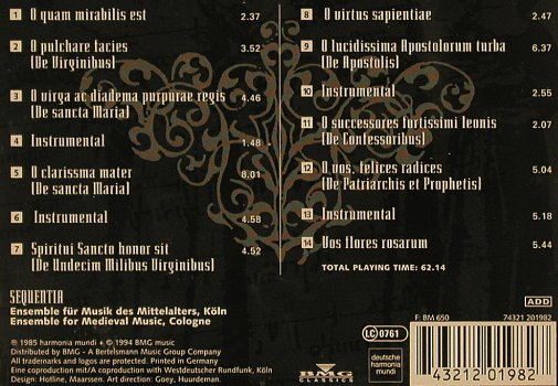 von Bingen,Hildegard: A Vision Of Paradise, HarmoniaM., D, 1994 Typ: CD Best.-Nr.: 92122 Preis: 7,50 Euro