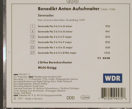 Aufschnaiter,Benedikt Anton: Serenades, CPO / WDR (999 457-2), D, 1997 Typ: CD Best.-Nr.: 92123 Preis: 7,50 Euro
