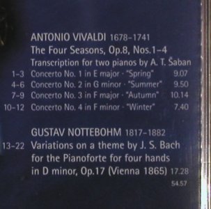 Önder,Ferhan & Ferzan: Vivaldi Refelections/Nottebohm, EMI, EU,FS-New, 2001 Typ: CD Best.-Nr.: 92131 Preis: 9,00 Euro