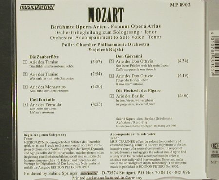 Mozart,Wolfgang Amadeus: Orchesterbegleitung zum, Music Partner (MP 8902), D, 1996 Typ: CD Best.-Nr.: 92438 Preis: 6,00 Euro