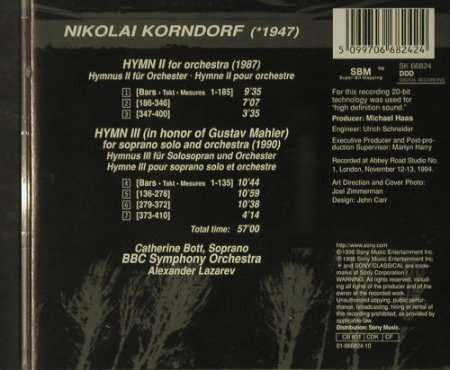 Korndorf,Nicolai: A New Heaven,Hymn II & III,Mahler, Sony (SK 66 824), , 1996 Typ: CD Best.-Nr.: 92567 Preis: 6,00 Euro