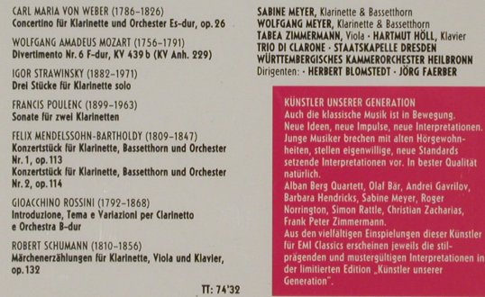 Meyer,Sabine: Künstler Unserer Generation, EMI(), UK, 1990 - CD - 92643 - 9,00 Euro