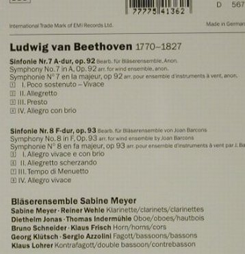 Meyer,Sabine: Beethoven Symphonien 7 & 8, EMI(), D, 1991 - CD - 92645 - 10,00 Euro