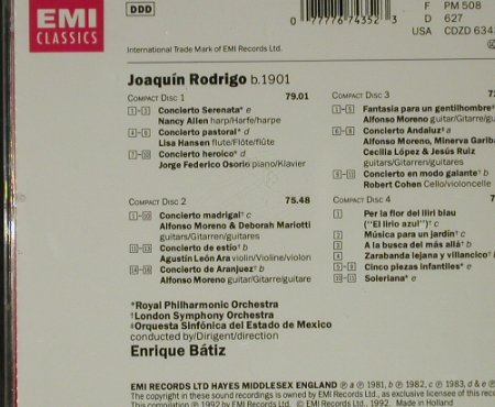 Rodrigo,Joaquín: The Rodrigo Edition, EMI, NL, 1992 Typ: 4CD Best.-Nr.: 92667 Preis: 14,00 Euro