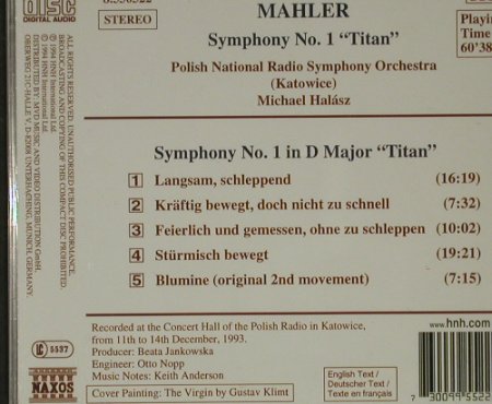 Mahler,Gustav: Symphonie No 1, "Titan", Naxos(), D, 1995 - CD - 92669 - 5,00 Euro