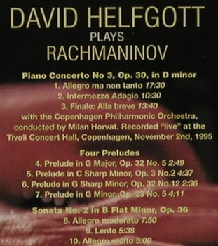 Rachmaninoff,Sergei: Piano Concerto No.3 / Four Preludes, RCA, EC, 1996 Typ: CD Best.-Nr.: 92677 Preis: 7,50 Euro