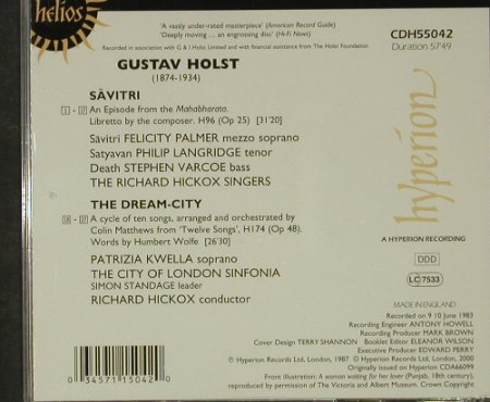 Holst,Gustav: Savitri, The Dream City, Hyperion(), UK, 2000 - CD - 92692 - 7,50 Euro