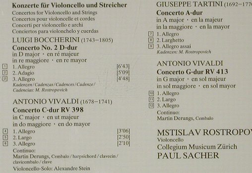 Vivaldi,Antonio/Tartini,Boccherini: Cellokonzerte, D.Gr. Galleria, D, 1978 Typ: CD Best.-Nr.: 92700 Preis: 6,00 Euro