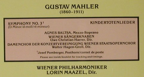 Mahler,Gustav: Symphony 3, Kindertotenlieder,..., CBS (M2K 42403), NL, 1987 Typ: 2CD Best.-Nr.: 92703 Preis: 10,00 Euro