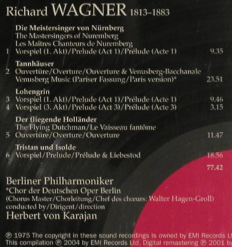 Wagner,Richard: Orchestermusik aus Opern '75, EMI (5 62756 2), EU, 2004 Typ: CD Best.-Nr.: 92760 Preis: 6,00 Euro