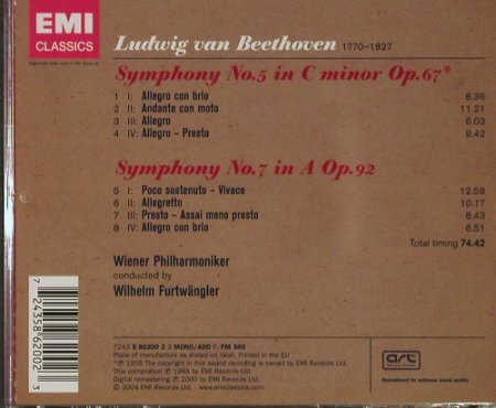 Beethoven,Ludwig van: Sinfonien 5 & 7, EMI(), EU, 2004 - CD - 92761 - 5,00 Euro