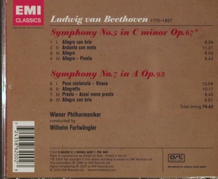 Beethoven,Ludwig van: Sinfonien 5 & 7, EMI, EU, 2004 Typ: CD Best.-Nr.: 92761 Preis: 5,00 Euro