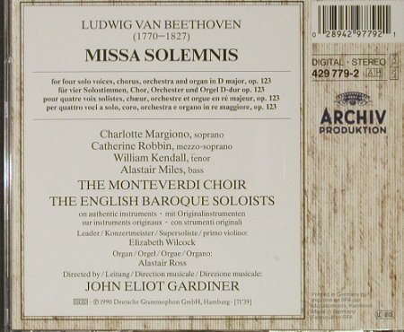 Beethoven,Ludwig van: Missa Solemnis, Archiv(429 779-2), D, 1990 - CD - 92774 - 7,50 Euro