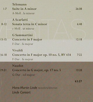 V.A.The Baroque Recorder: Hans Martin Linde, Linde Consort'87, Virgin, NL, 1995 Typ: CD Best.-Nr.: 92859 Preis: 5,00 Euro