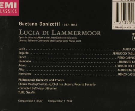 Callas,Maria: Donizetti: Lucia Di Lammermoor, FS, EMI, NL, 1997 Typ: 2CD Best.-Nr.: 93082 Preis: 14,00 Euro
