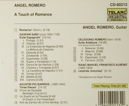 Romero,,Angel: A Touch of Romance, Telarc(80213), US, 1989 - CD - 93373 - 5,00 Euro